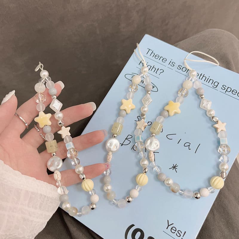 Estilo de fadas estrela caso telefone corrente Universal diy cordão frisado ornamentos artesanal cordão ccd câmera ornam