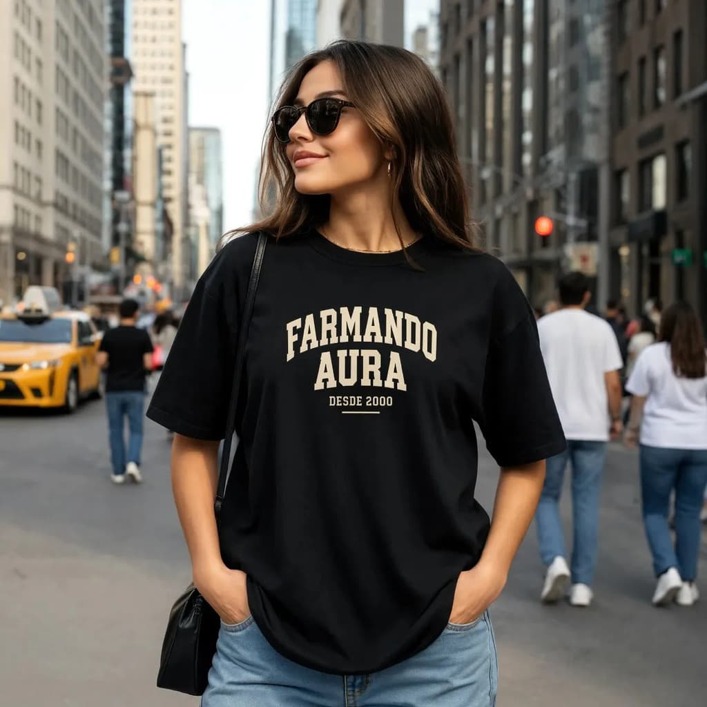 Camisa Oversize Farmando Aura Desde Anos Algodao Minimalista Vintage Jovem Unissex Estiloso Six Seven Geração Z Y X Alfa