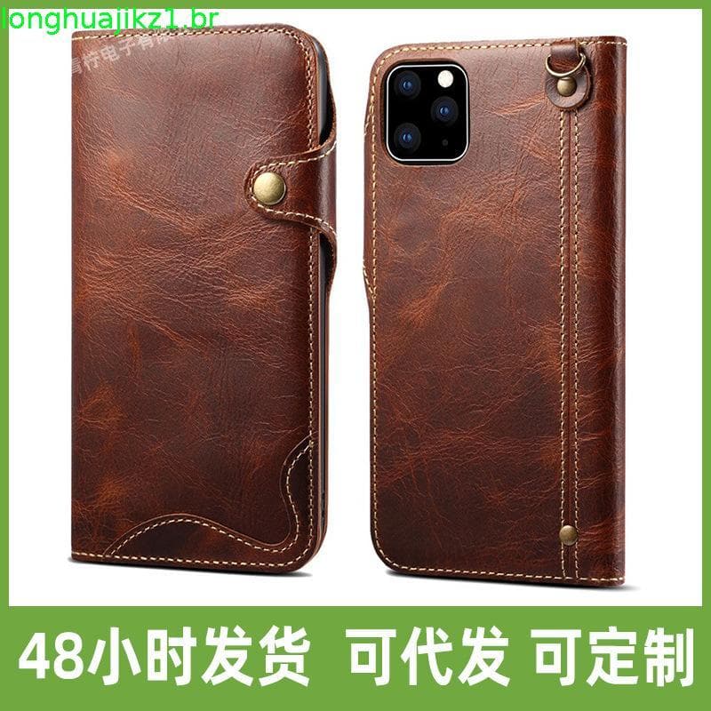 Para iPhone 17 16 15 14 13 12 11 XSMAX 8Plus Luxo Vintage Couro Genuíno Caso Flip Carteira Cartão De Negócios Saco Do Te