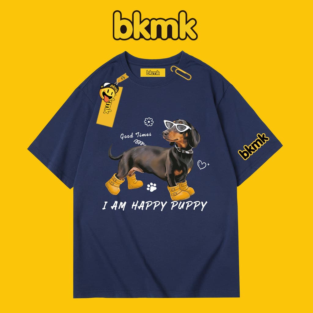 Bkmk Moda Cão Impressão Verão Solto De Manga Curta Masculina Camiseta Puro Algodão popular Em Roupas 0704