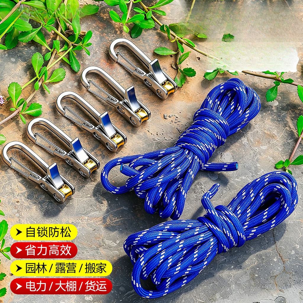 [Estoque pronto] Suporte de cordão Anti-solto com travamento automático para acampamento ao ar livre Suporte de cordão m