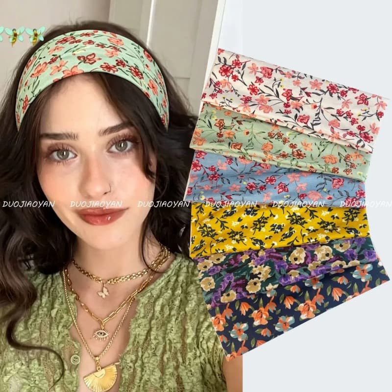 Cross-Border estilo Pastoral francês fresco Floral bandana High-End doce outono lenço passeio viagem All-Match acessório