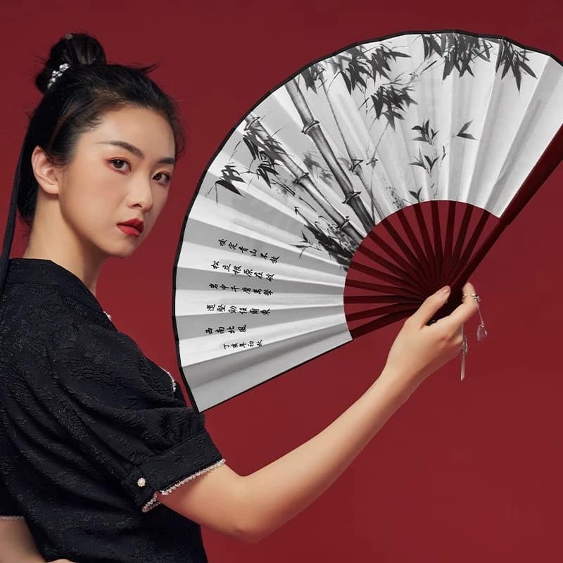 Ventilador portátil clássico de verão, ventilador portátil para estudantes, ventilador dobrável retrô clássico Hanfu chi