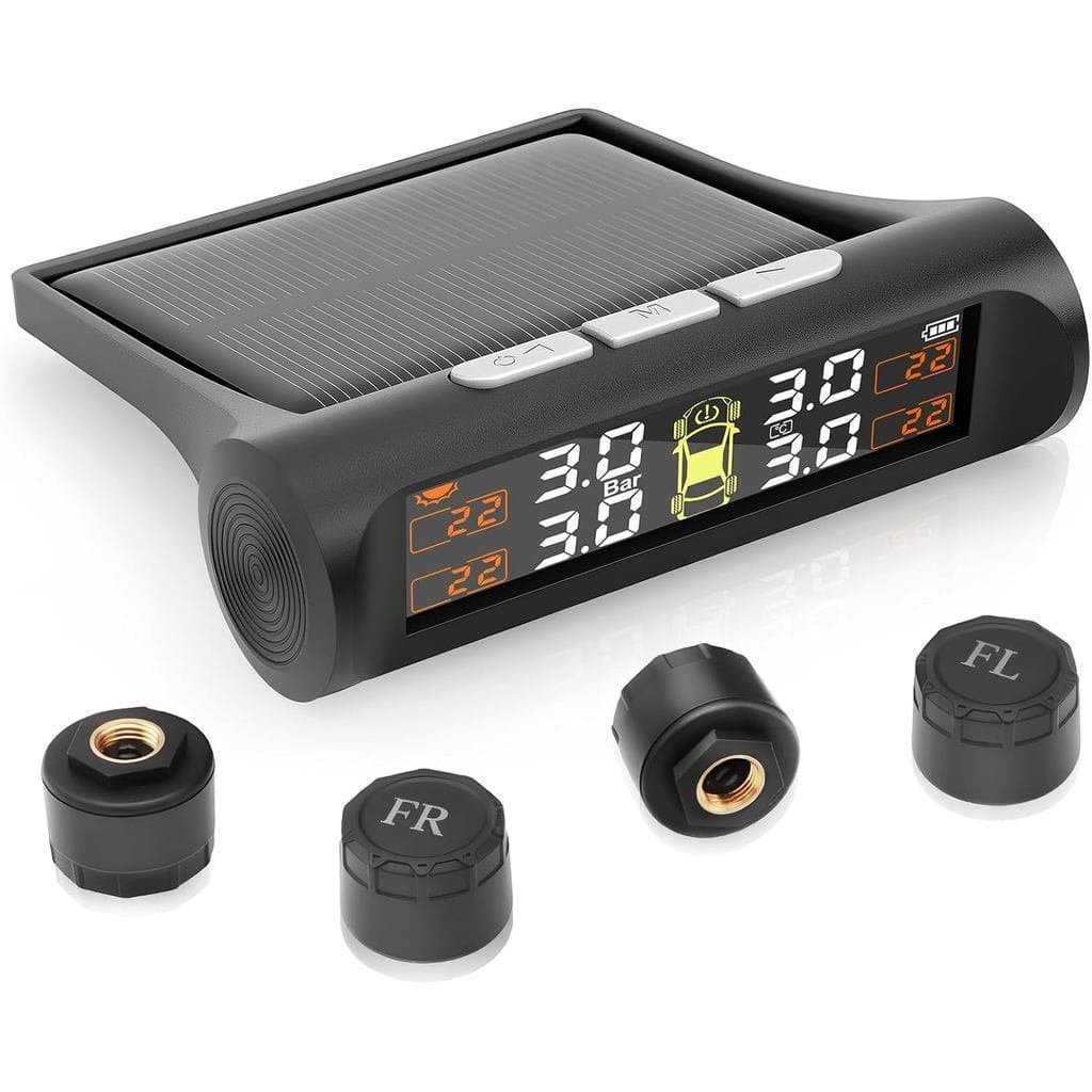 Sistema de Monitoramento de Pressão dos Pneus Avutrel TPMS, Carregamento Solar/USB, 5 Funções de Alarme, Adequado para R