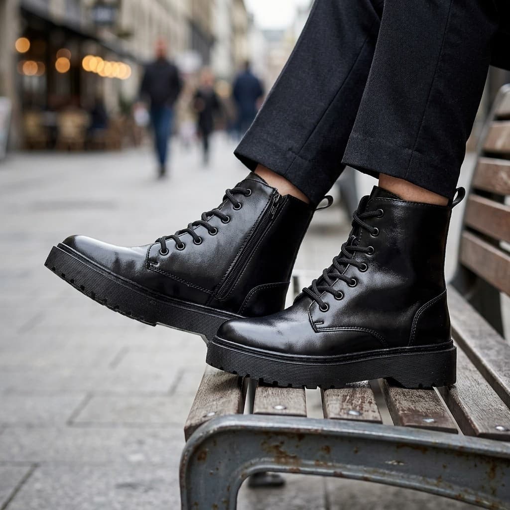 Bota Coturno Feminina Solado Borracha Fechamento em Cadarço Casual Moda Inverno Confortável