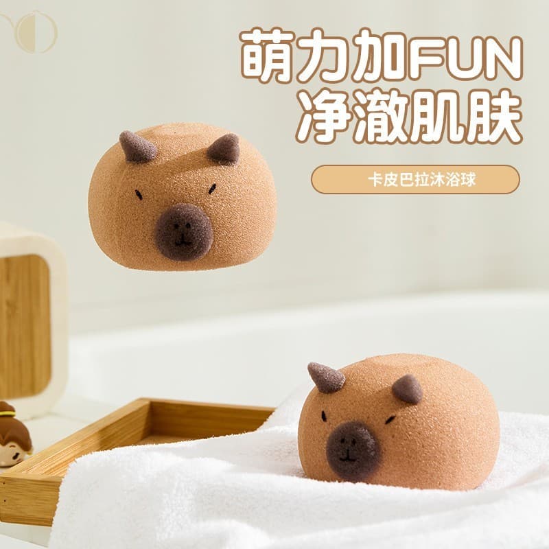 Bola De Esponja De Banho Kapibara-Super Macia Para Esfoliação Facial E Corporal Com Espuma De Longa Duração