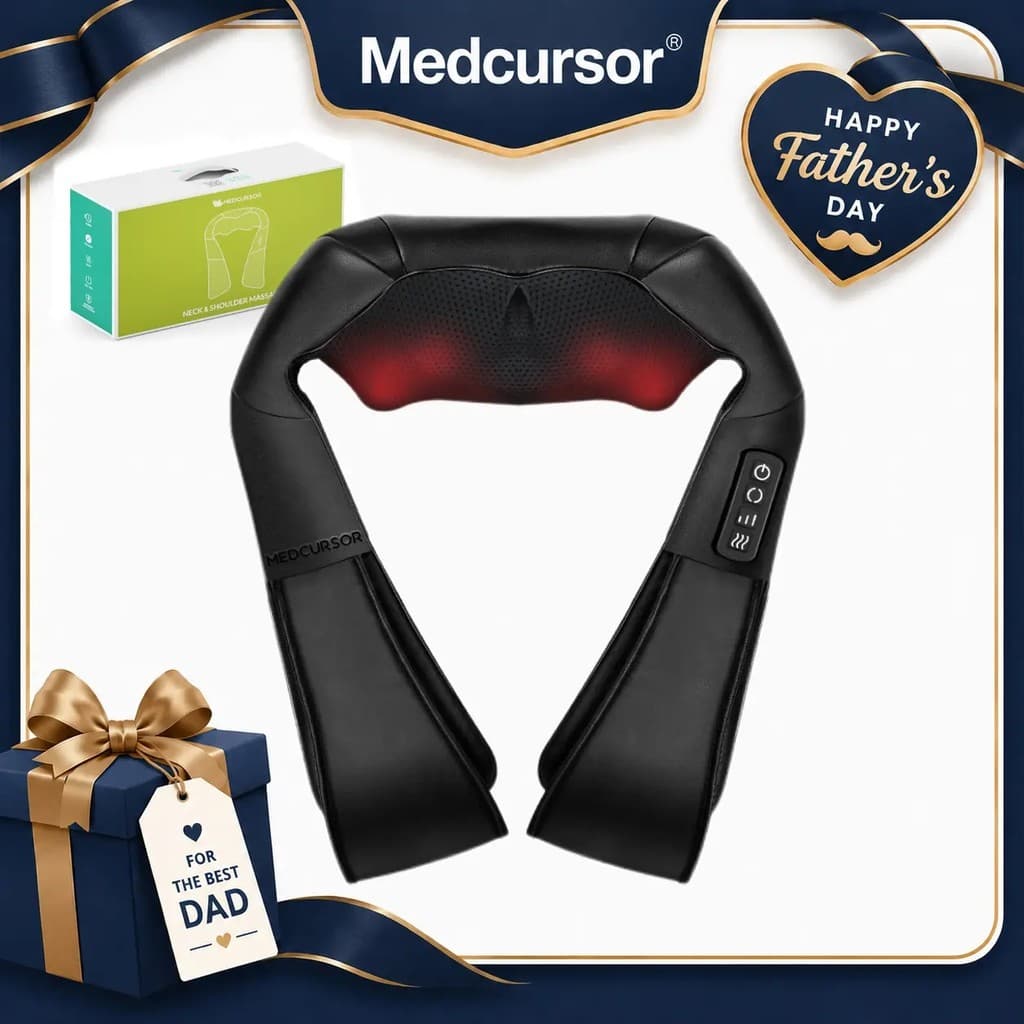 Massageador de ombro e pescoço Medcursor com função de aquecimento - 16 acenos Shiatsu de amassar profundo, intensidade