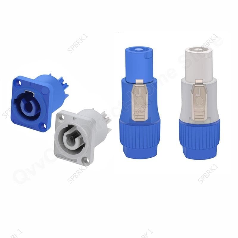 5 Conjuntos (10 Unidades) Conector Powercon De Cabo Com Fechadura + Soquete De Chassi BRK1