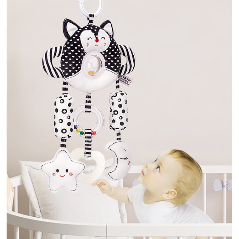 Brinquedos De Pelúcia Para Crianças , Preto , Branco , Visual , Desenho Animado , Carrinho De Cama , Sinos De Mão Estrid