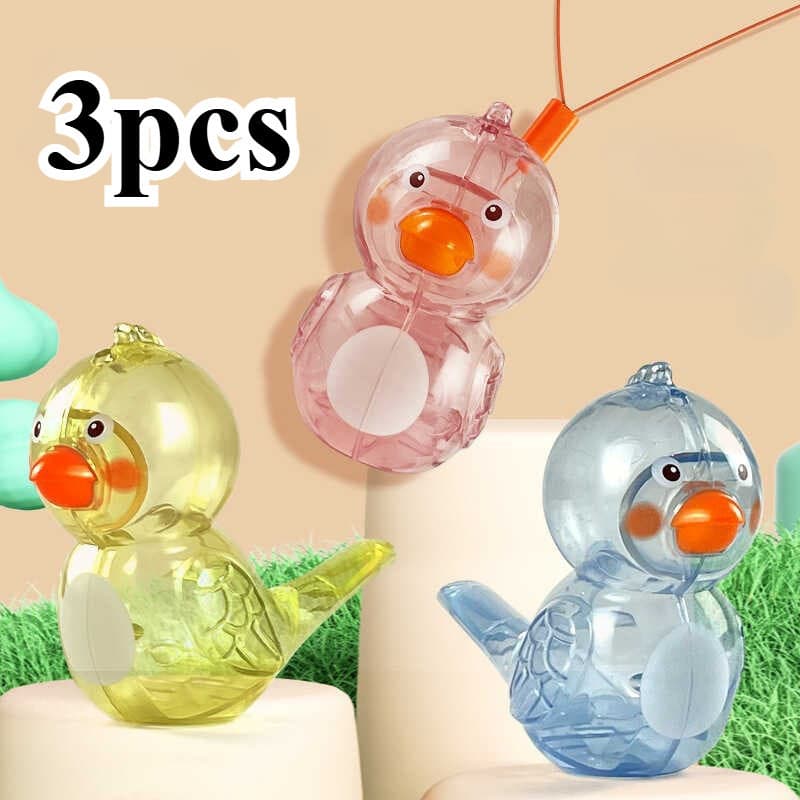 Conjunto de 3 peças de brinquedos infantis em forma de pássaros aquáticos, com instrumentos musicais aquáticos transpare