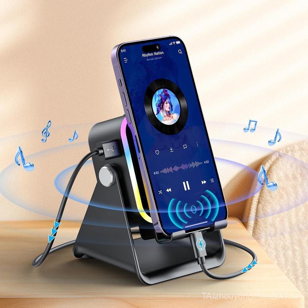 Suporte de alto-falante com sensor sem fio, suporte de telefone cinco em um, banco de energia de emergência recarregável