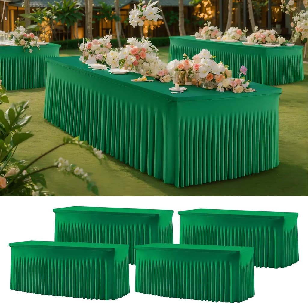 Toalhas De Mesa Retangulares Elásticas De 4 Peças (4/6/8 Pés)-Clássico , Lavável , Resistente A Manchas Rugas , Capas Fe