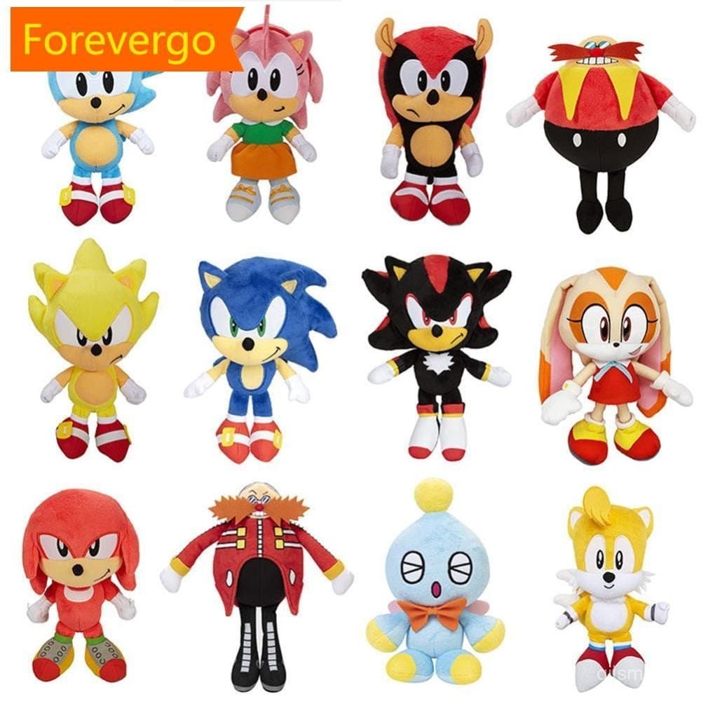 forevergo Brinquedo de Pelúcia Sonic de 25cm, Boneco Macio, Presente de Aniversário e Natal para Crianças, Acessórios de