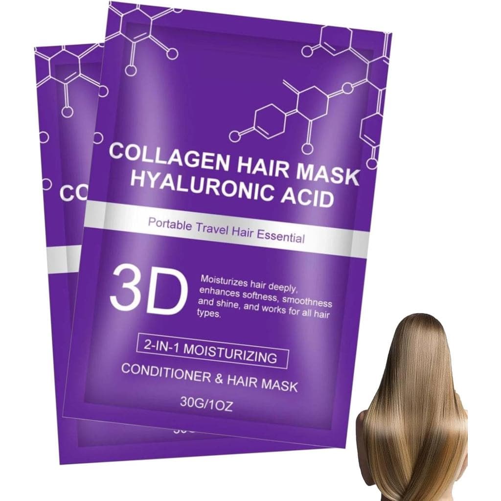 Máscara Capilar 3D com Ácido Hialurônico e Colágeno, Máscara Capilar Roxa, Condicionador Hidratante Profundo para Cabelo