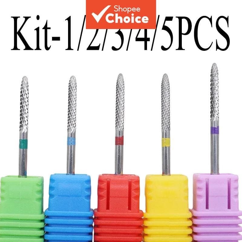 Kit 1/2/3/4/5 Peças Brocas de Unhas de Carboneto Profissionais, Acessórios Multiuso para Remoção de Cutículas e