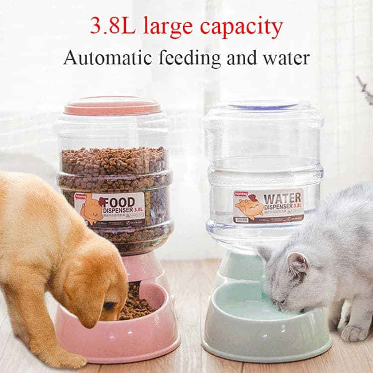【Para Cachorros e Gatos】[Large Capacity & Multi-Color] Automatic Pet Feeder Water Bowl Cat Dog Drinker Pet Water/Feeder