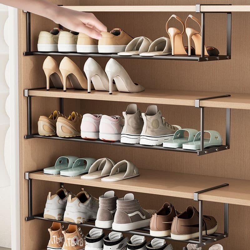 Sapateira dobrável para sapatos Cesto para sapatos  prateleira retrátil para armazenamento doméstico  prateleira em cama