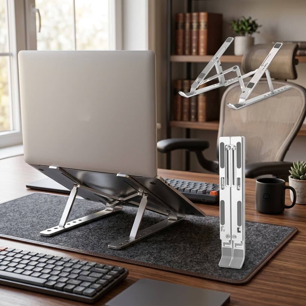 Base Para Notebook Alumínio Ajustável Ergonômica Prata