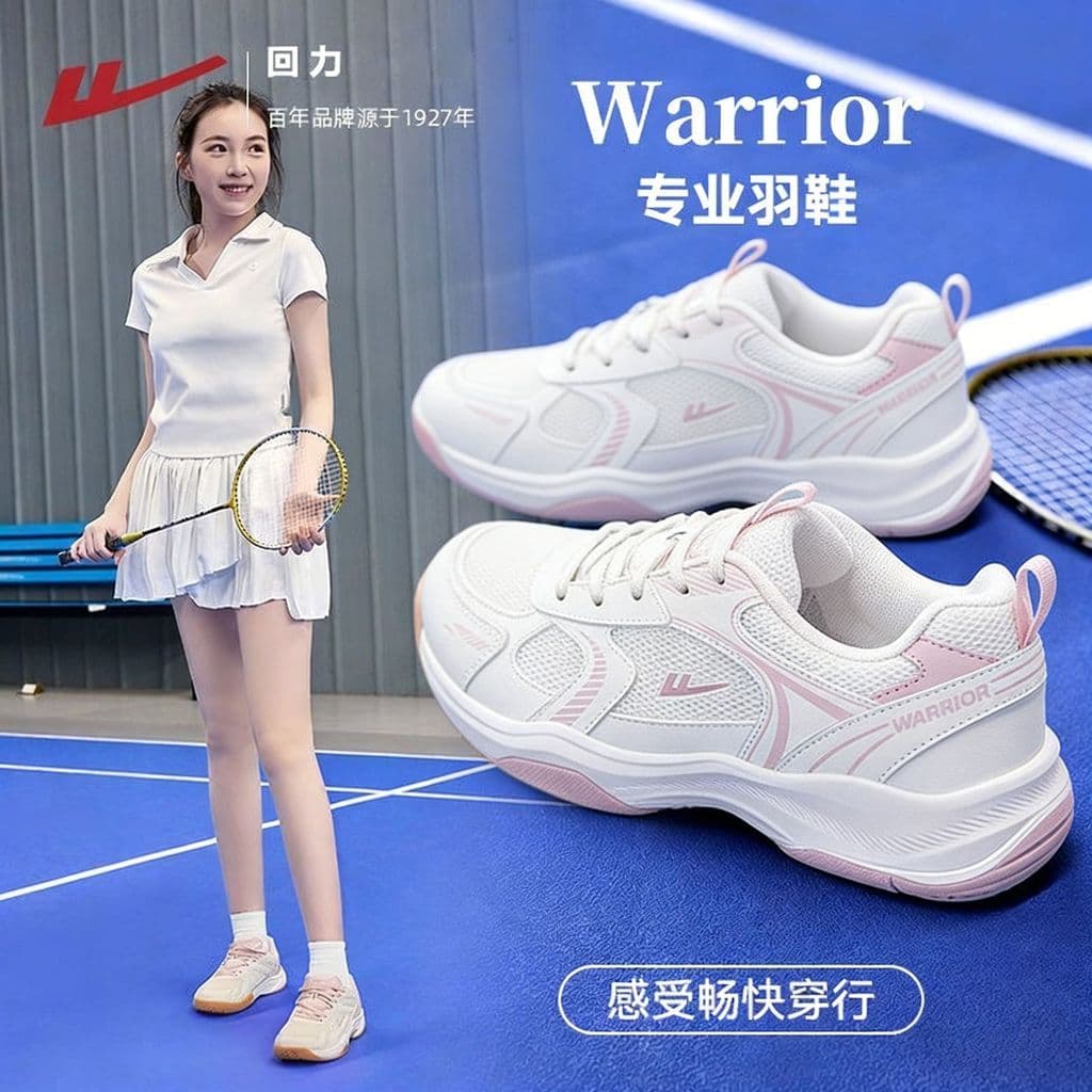 [Seleção] Tênis de Treinamento de Badminton Feminino Warrior 2026 - Antiderrapante, Durável, Respirável, Elástico, Tênis