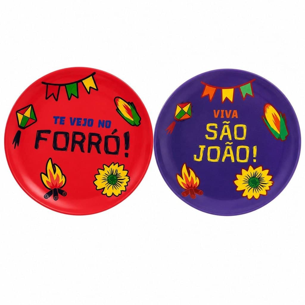 Conjunto 1 / 2 / 5 Pratos Festa Junina Decorado São João Arraial