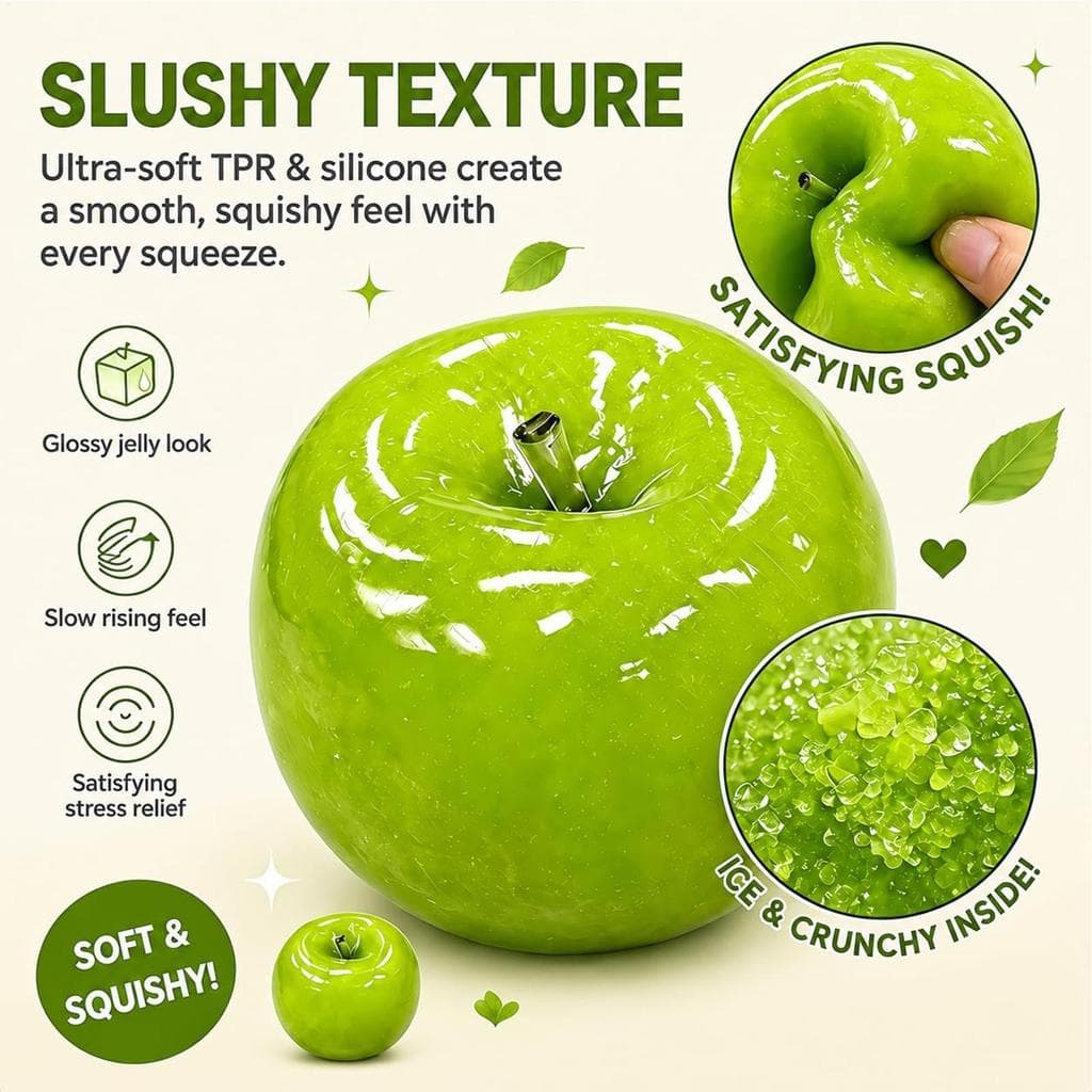 Novo Apple Slushie Squishy Brinquedo Fidget Crocante Moldável Não-Bounce Sensorial Alívio Do Estresse De Ascensão Lenta