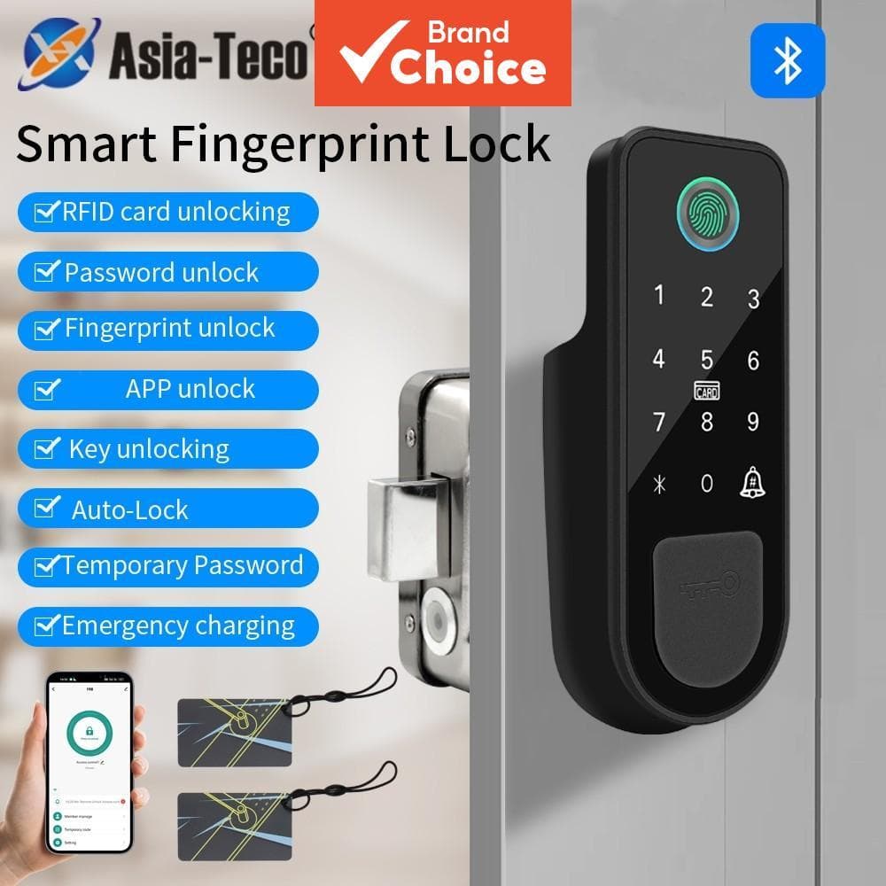 Fechadura Digital Inteligente Tuya com Impressão Digital Bluetooth WiFi para Porta Externa Segurança M1
