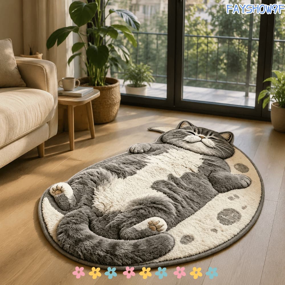 Tapete De Área Em Forma De Gato FAYSHOW , Antiincrustante E Fácil De Limpar Para Decoração De Casa Antiderrapante De Des