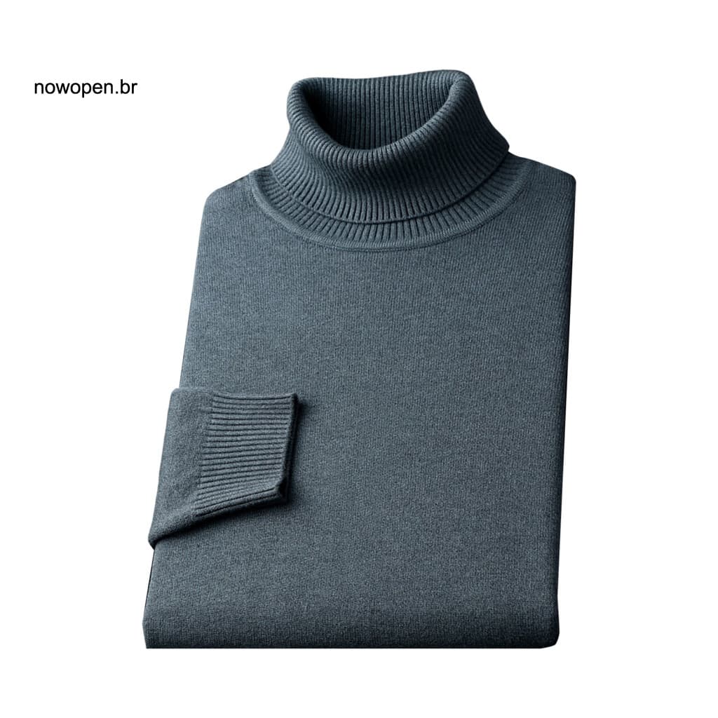 Men Base Layer Sweater Winter Men's Autumn High Collar Slim Fit Knitted Plus Size Elastic Pullover Mid-length Solid Colo