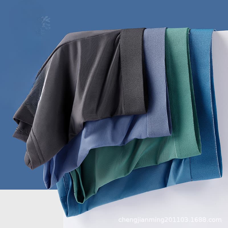 Cuecas masculinas de seda gelada populares para o verão, cuecas masculinas antibacterianas 5A, cuecas boxer confortáveis