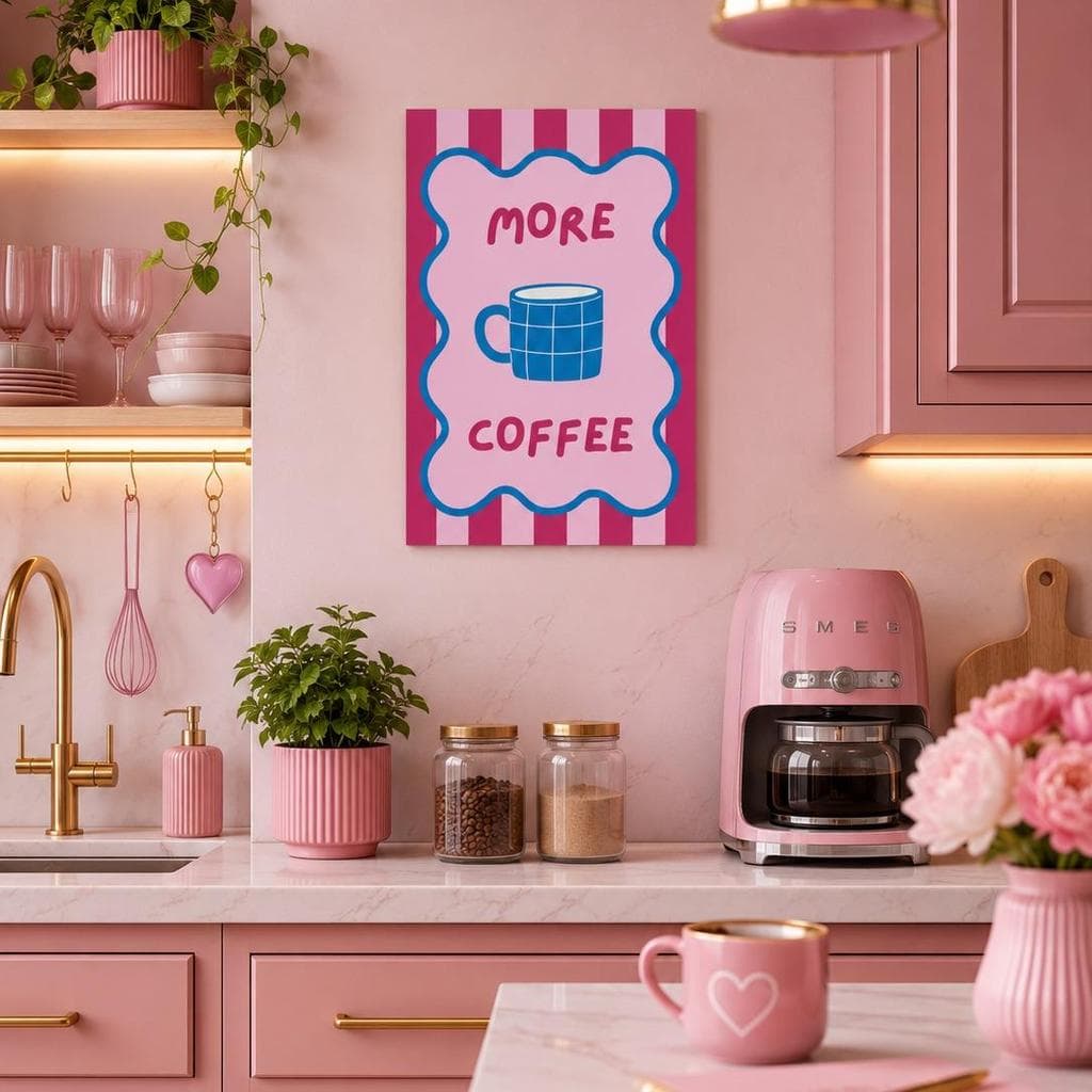 Quadros Decorativos Pinterest Decoração Cozinha Aesthetic Vibe Pastel Juice Pink Feminino Mdf