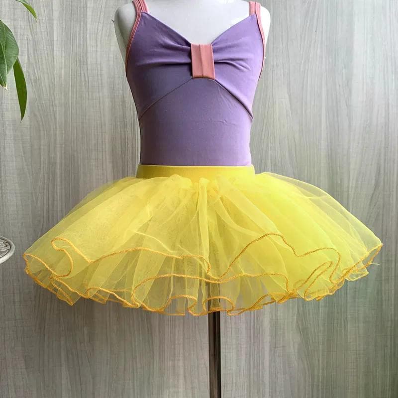 Novo estilo de saia de gaze de balé infantil, saia curta de gaze de quatro camadas, branco, preto, Show de dia, dança, b