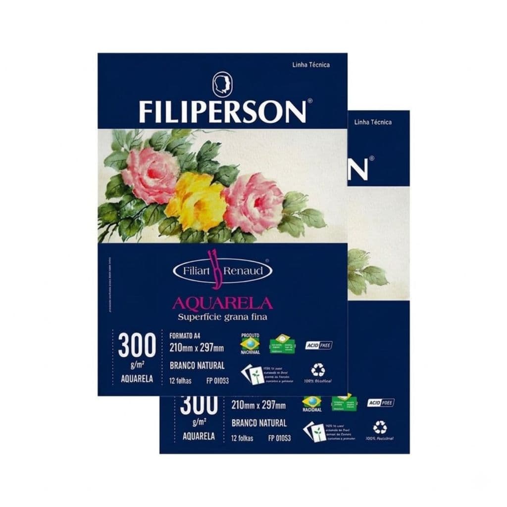 Papel Aquarela A4 300g Bloco Com 12 Folhas 2und Filiperson