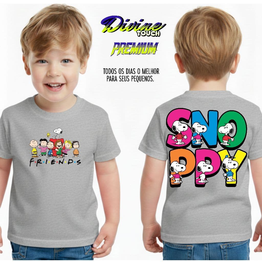 Camiseta Infantil Streetwear Malha 100% Algodão Camisa Juvenil Estiloso Desenho Snoppy