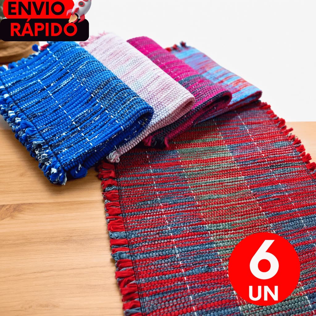 Kit Tapete  6 Unidades Fio Duplo Reforçado Grande 80x50 Cm Cozinha Quarto Banheiro Alta Qualidade Algodão