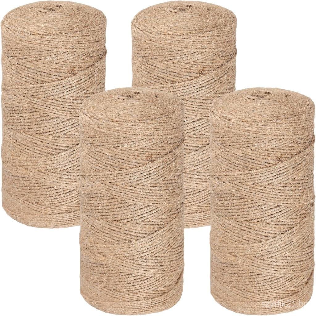 4 Rolos de Corda de Juta de 2mm, 984 Pés de Comprimento, Corda de Juta para Jardinagem, Artesanato DIY, Material para Em