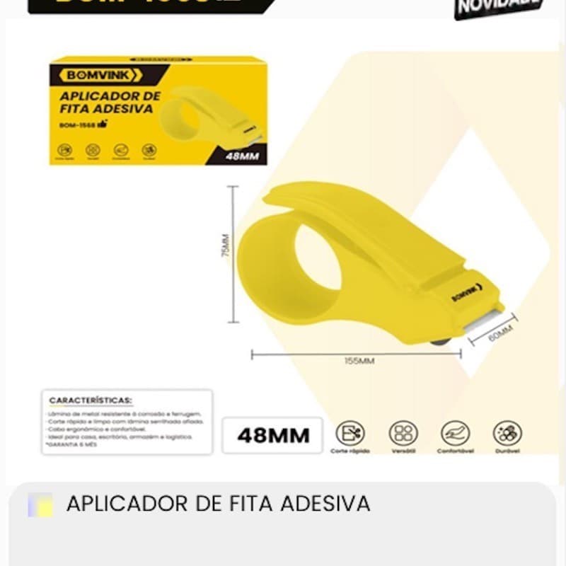 Dispensador Cortador de Fita Embalagem em Plástico para Largura Máxima 4,8cm