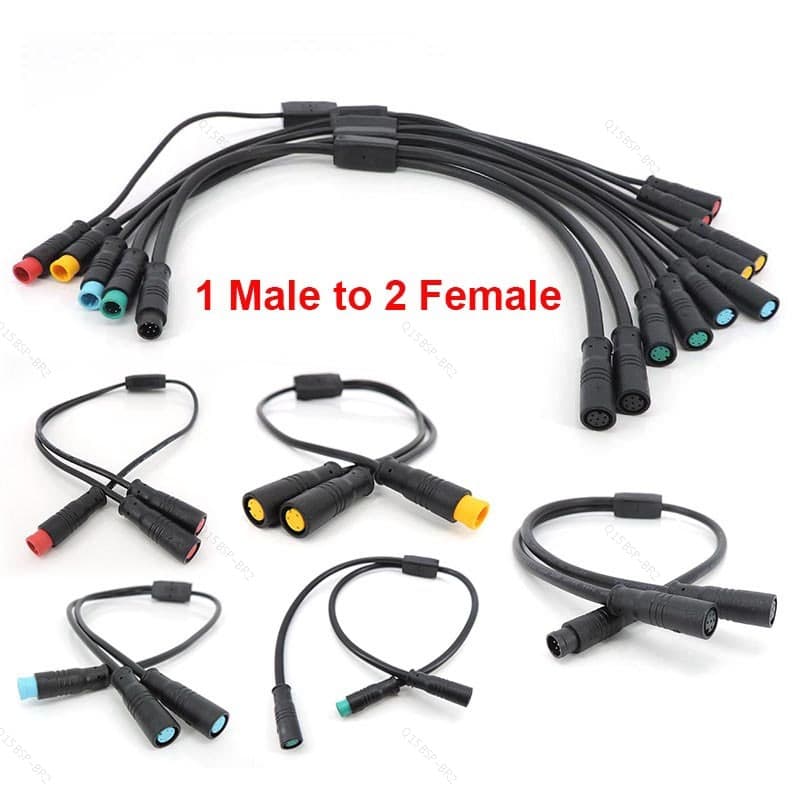Divisor Y À Prova D'água E-bike m8 2/3/4/5/6 Pinos 1 Macho Para 2 Vias Fêmea Conector De Cabo De Fio Sensor BR15B2