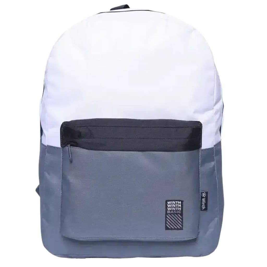 Mochila Costas Básica Escolar Trabalho Casual Simples Winth Cinza/Branco