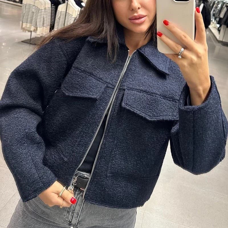 Jaqueta de Tweed Feminina HXAO para o Inverno, Casaco Feminino de Outono em Camurça, Jaquetas de Fleece para Mulheres co