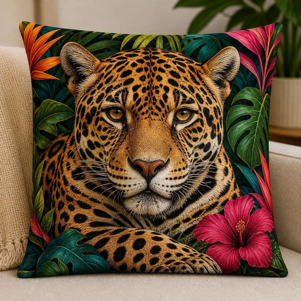 Capa de almofada estampada onça animais