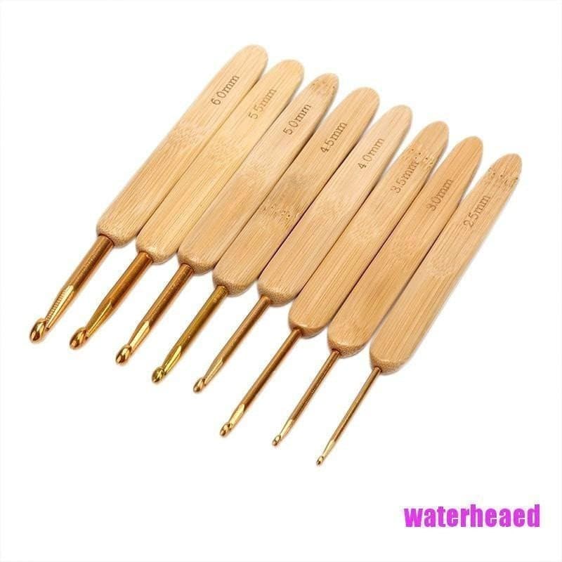 Conjunto de crochê de bambu de 8 peças com cabo para tricô/fio para tricô/ferramentas de costura SNZB