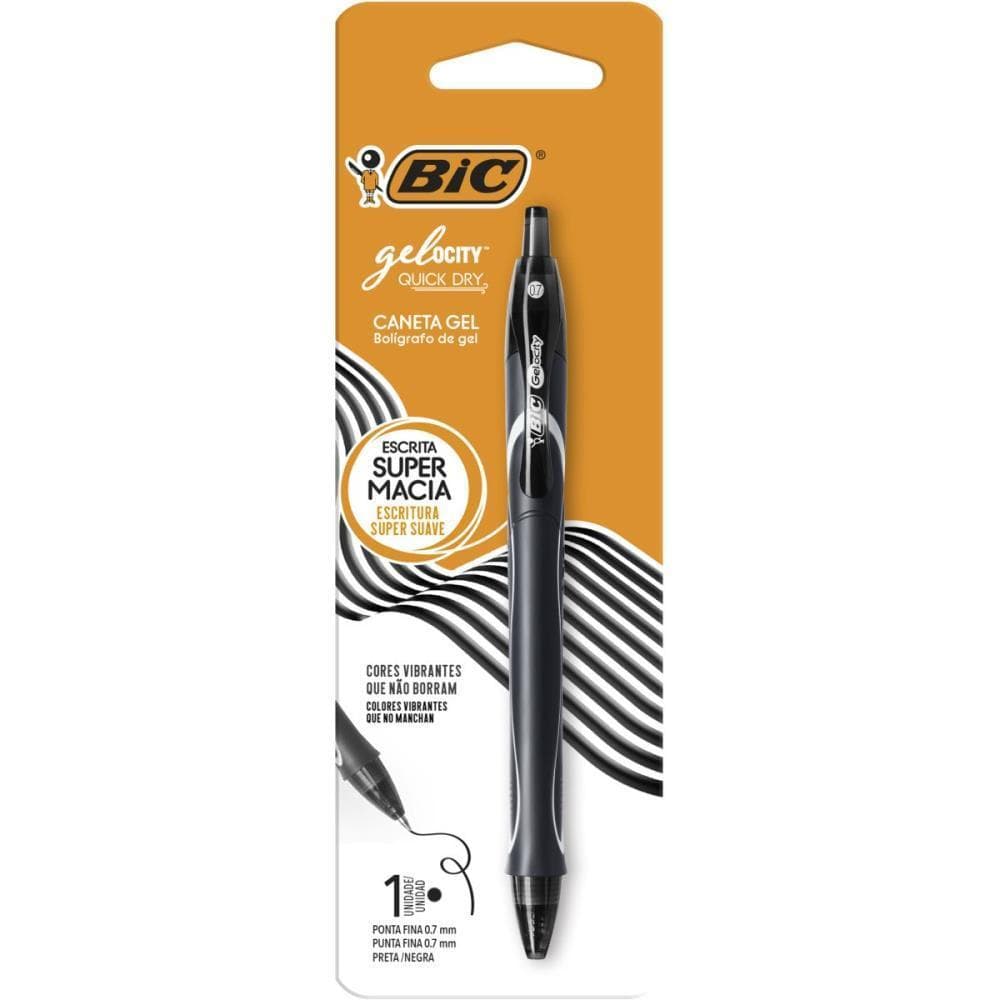 Caneta GEL BIC Quick DRY Preta Blister