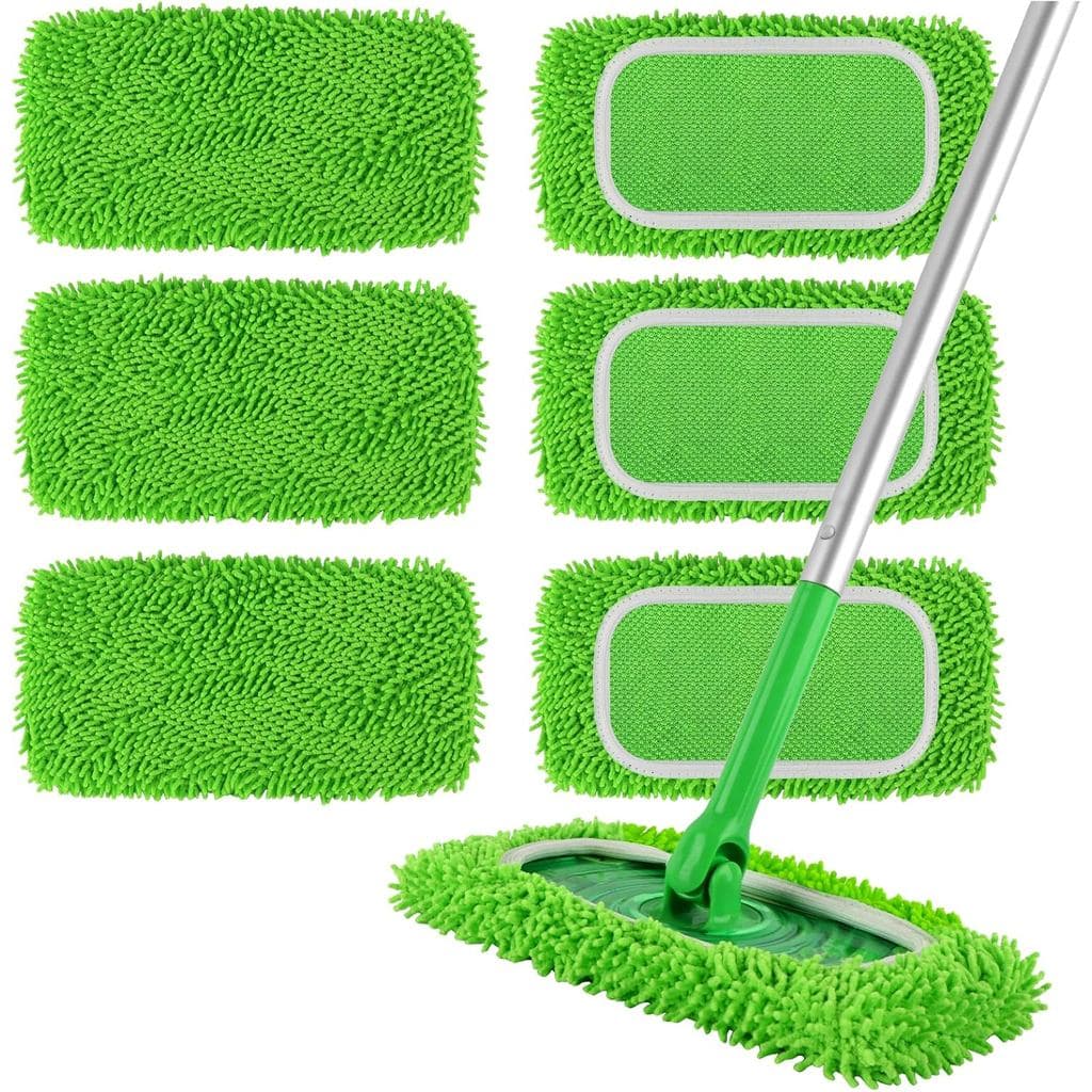 Pacote com 6 Panos de Microfibra Reutilizáveis Compatíveis com Swiffer Sweeper |   Almofadas de reposição laváveis para