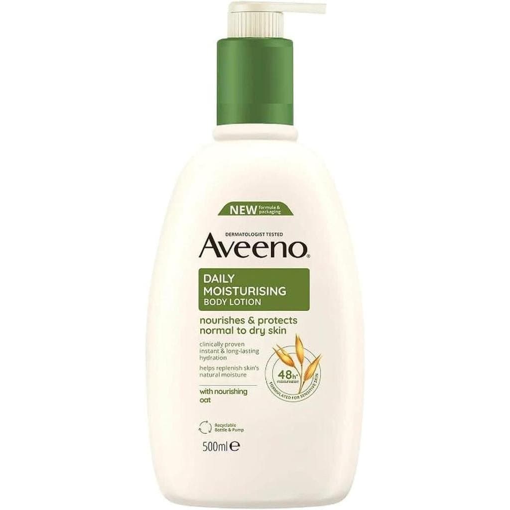Loção Hidratante Corporal Diária Aveeno para Pele Sensível 500ml, Duas Embalagens - Fórmula Nutritiva de Aveia, Hidrataç