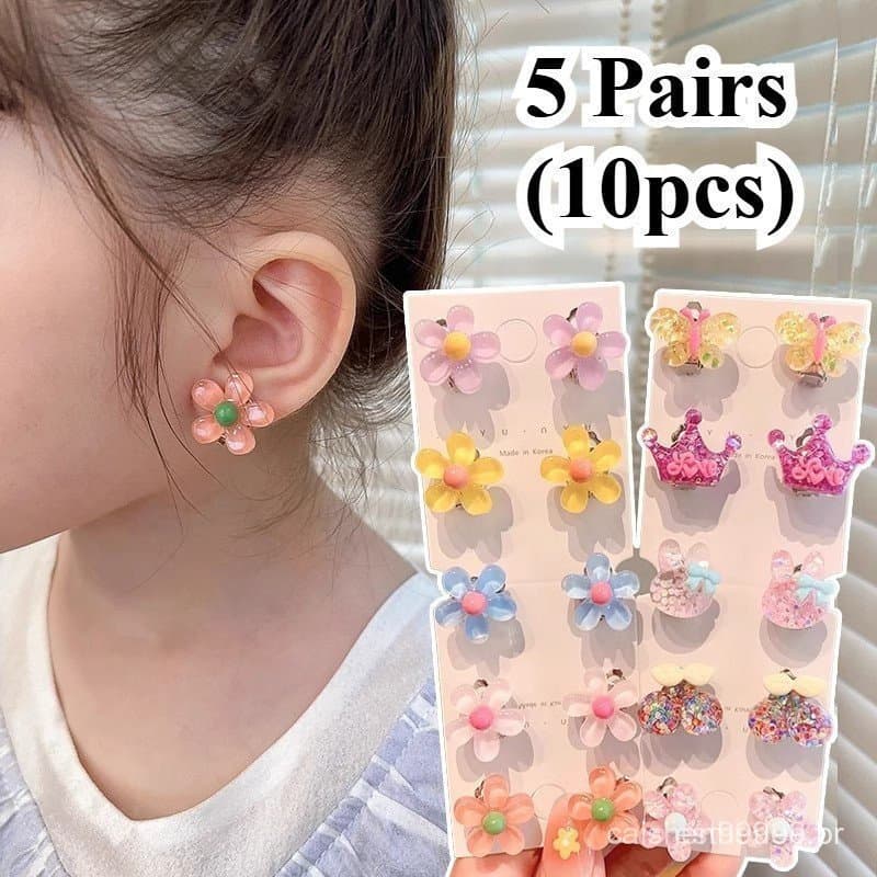 694415 Pares de Brincos Infantis, Clipes de Orelha Sem Furos e Indolores, Super Fofos, Novos, Versáteis para Meninas e