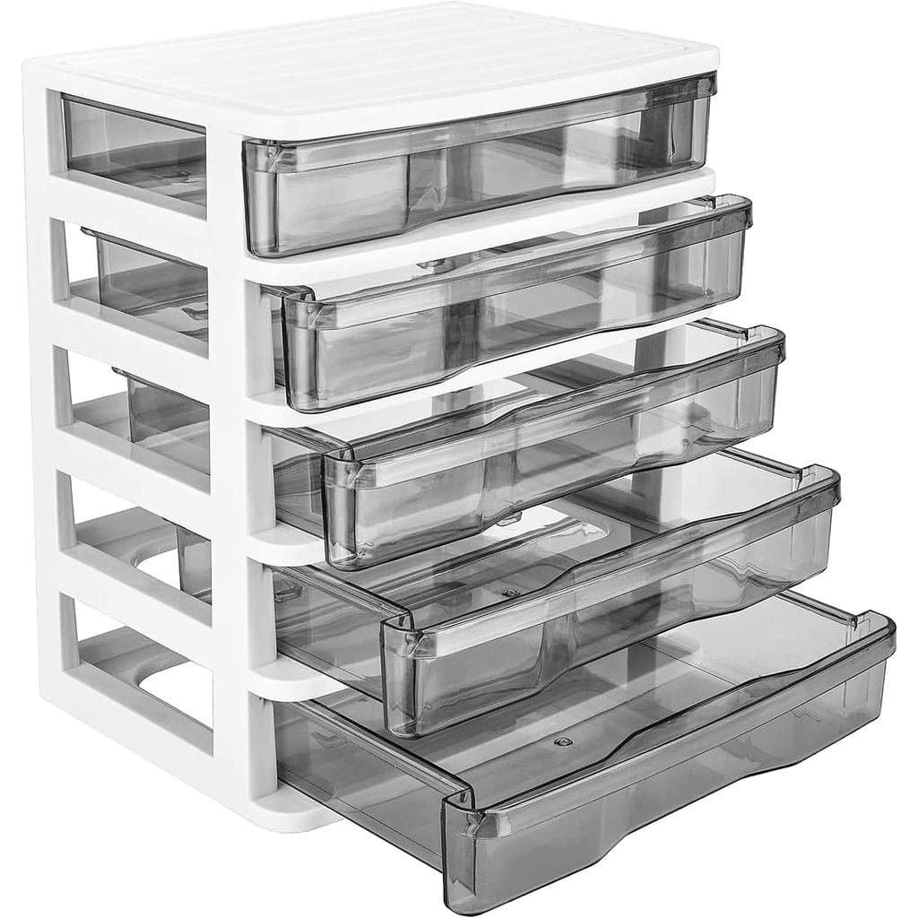 Gavetas de Plástico com 5 Camadas para de Mesa, Pequena Caixa Organizadora, Organizador de Mesa com Gaveta