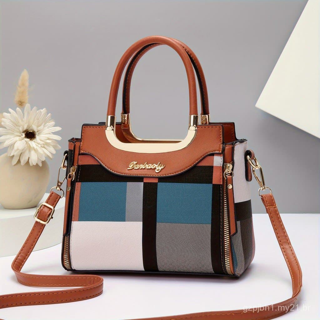 Presente para Mãe: Nova Bolsa Grande Capacidade, Bolsa de Ombro, Conjunto de Várias Peças, Elegante, Simples, com Estamp