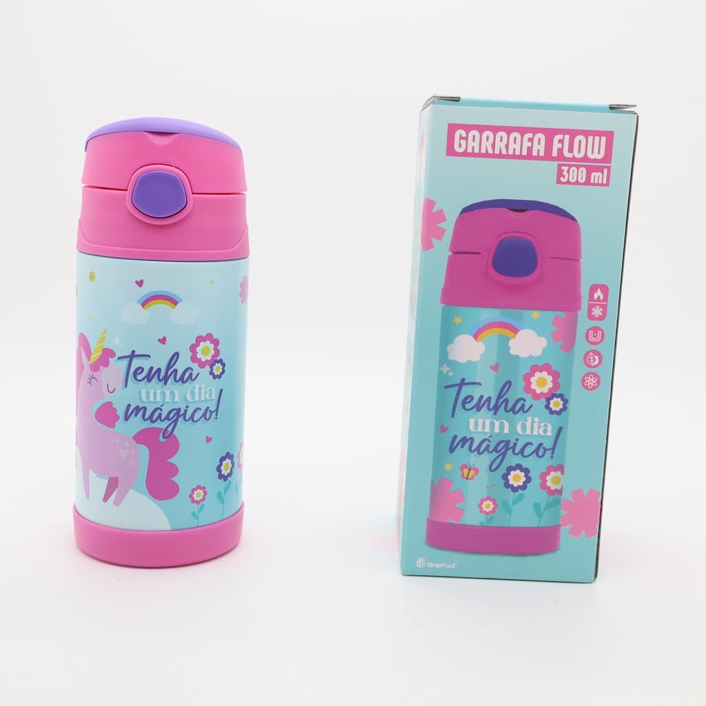Garrafa Squeeze Flow 300ml Frase "Um Dia Mágico"   Garrafa de Água Motivacional Academia