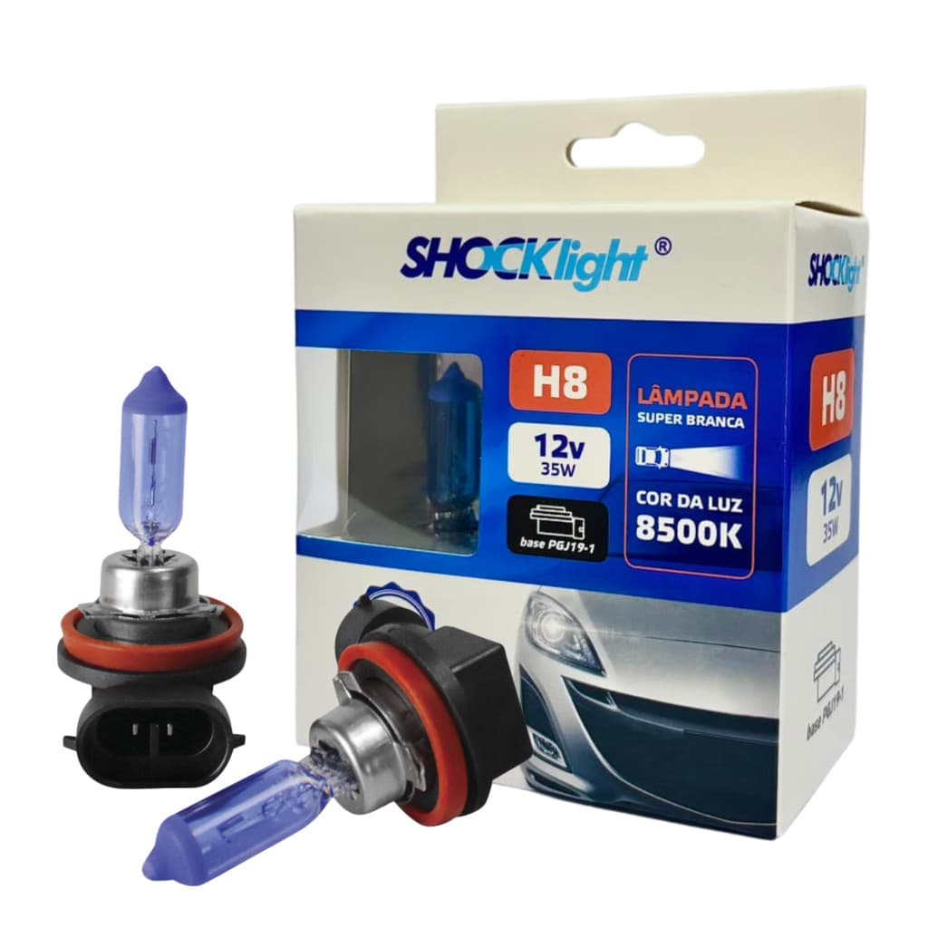 Par De Lâmpada Super Branca H8 8500k 12v 35w ShockLight