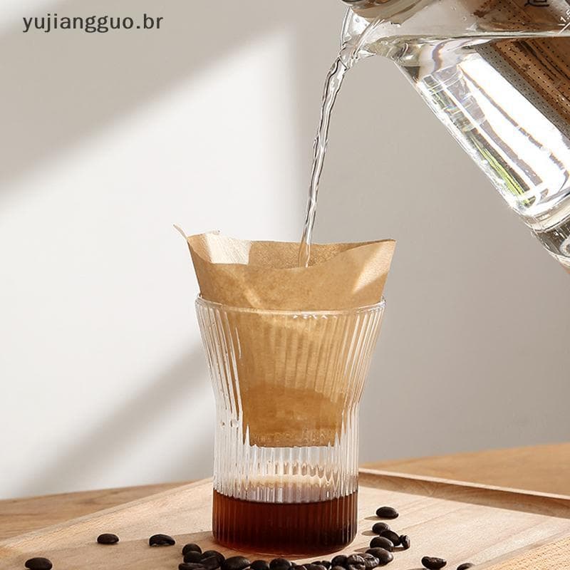 # Novo 50/100 Unidades Filtro De Café Descartável Cone Papel Filtros Naturais Crus Despeje Em 4-6 Xícaras Cafeteira .